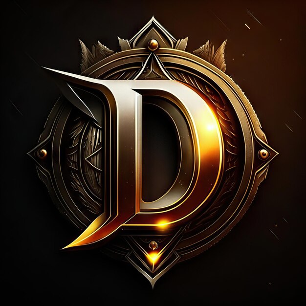 Premium D logo with gold accents Generative AI