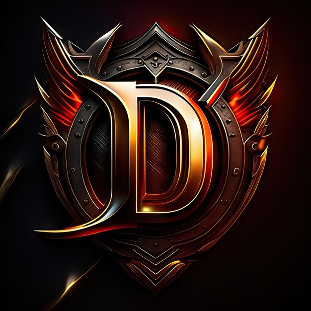 Premium D logo with gold accents Generative AI