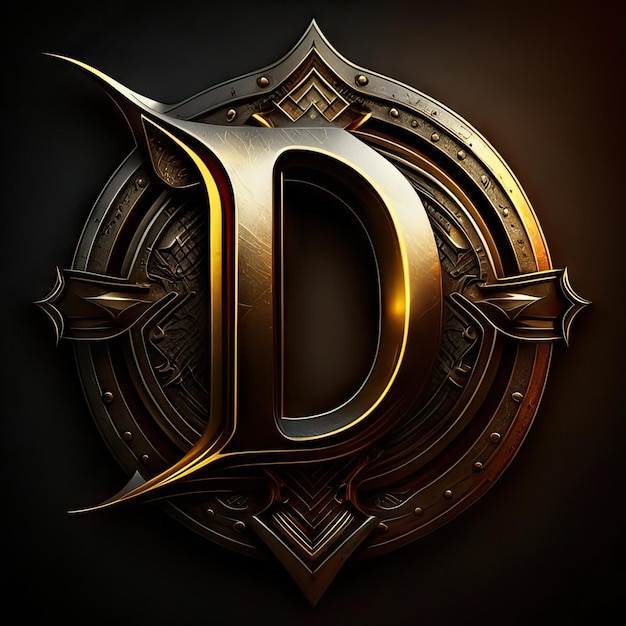 Premium D logo with gold accents Generative AI