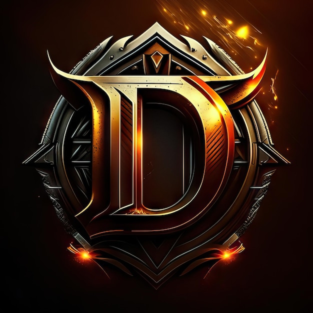 Premium D logo with gold accents Generative AI