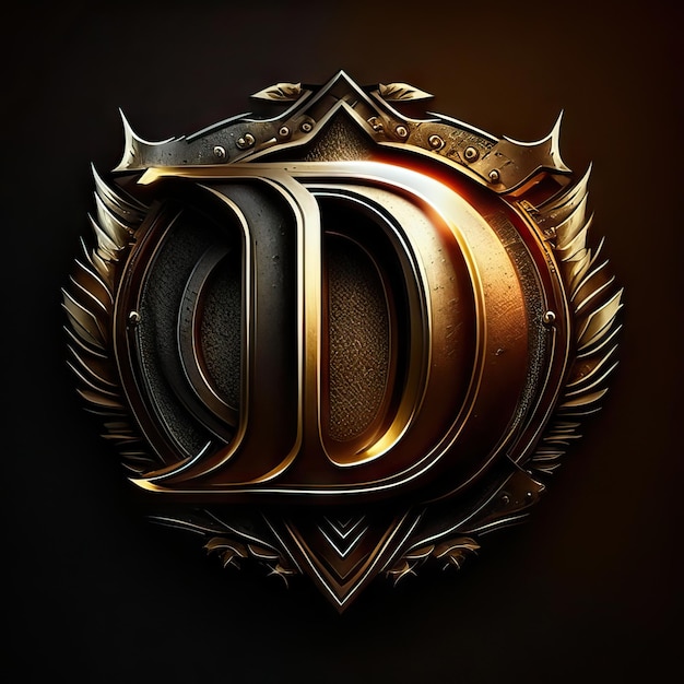 Premium D logo with gold accents Generative AI