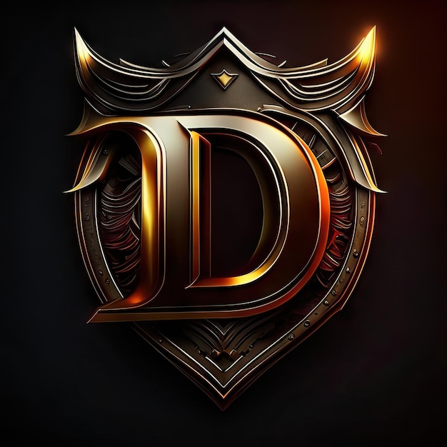 Premium D logo with gold accents Generative AI