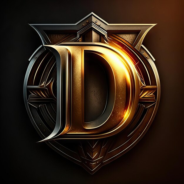 Premium D logo with gold accents Generative AI