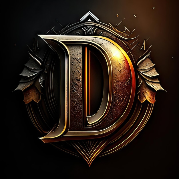 Фото Логотип премиум-класса d с золотыми акцентами генеративный искусственный интеллект