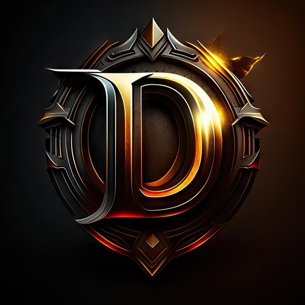 Photo premium d logo with gold accents generative ai