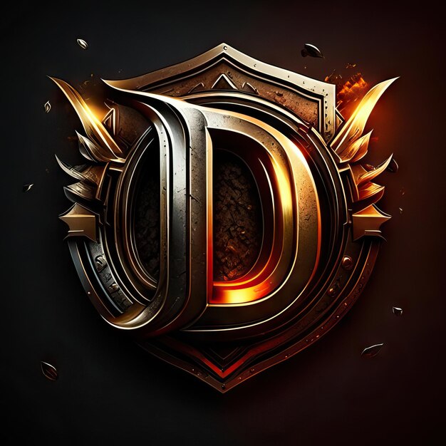 Photo premium d logo with gold accents generative ai