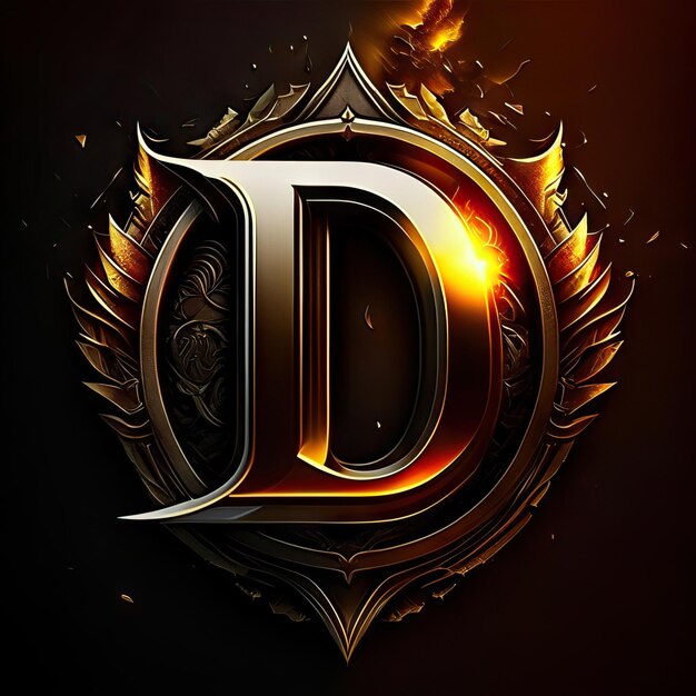 Premium D logo with gold accents Generative AI