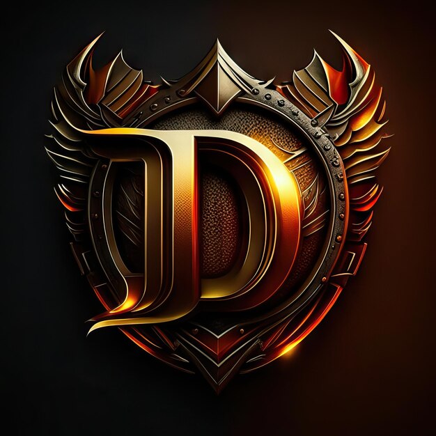 Photo premium d logo with gold accents generative ai