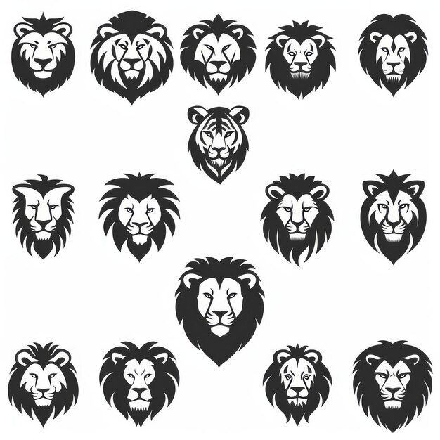 Photo a premium design collection of lion logos modern illustrations