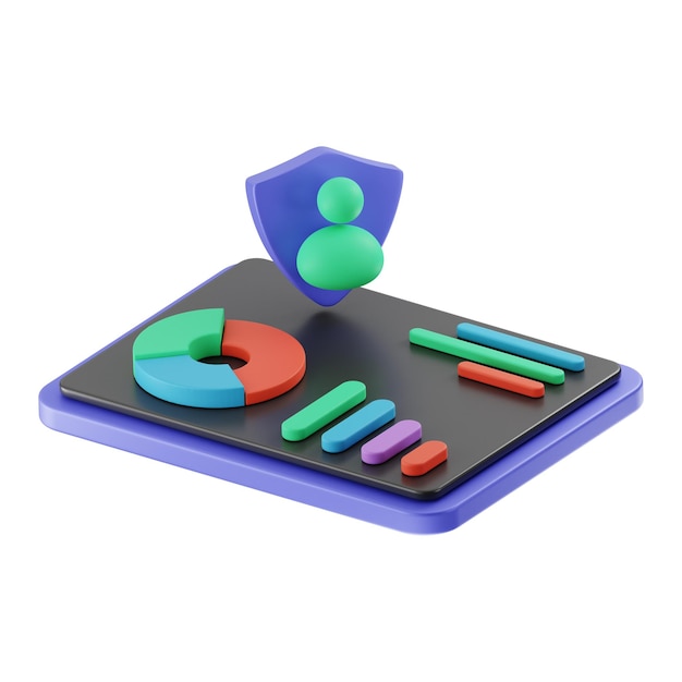 Premium digitale marketing statistiek pictogram 3D-rendering op geïsoleerde achtergrond