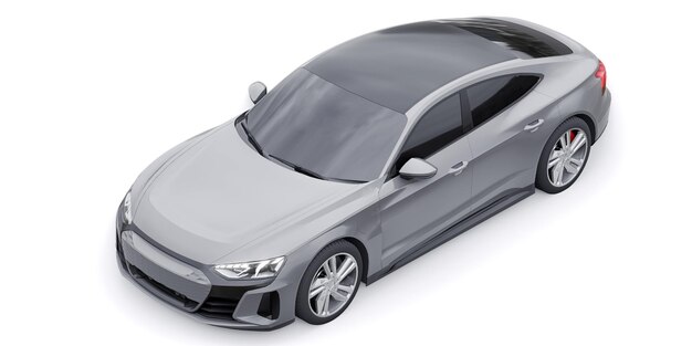 Berlina sportiva elettrica premium auto isolata su sfondo bianco rendering 3d