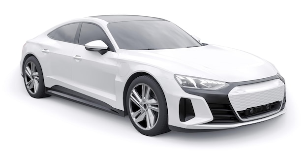 Premium elektrische sedan auto geïsoleerd op een witte achtergrond 3d-rendering