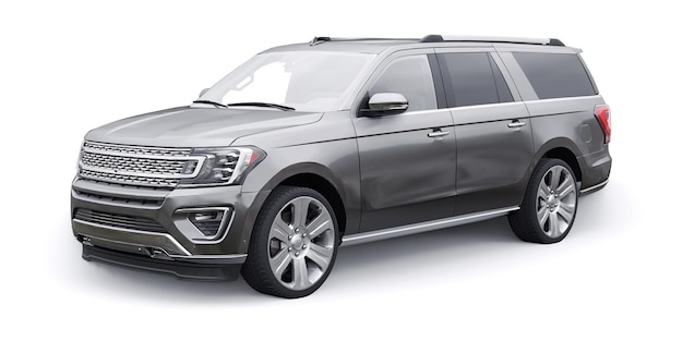 Premium Familie SUV geïsoleerd op een witte achtergrond 3D-rendering