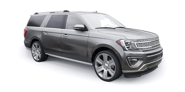 Premium Familie SUV geïsoleerd op een witte achtergrond 3D-rendering