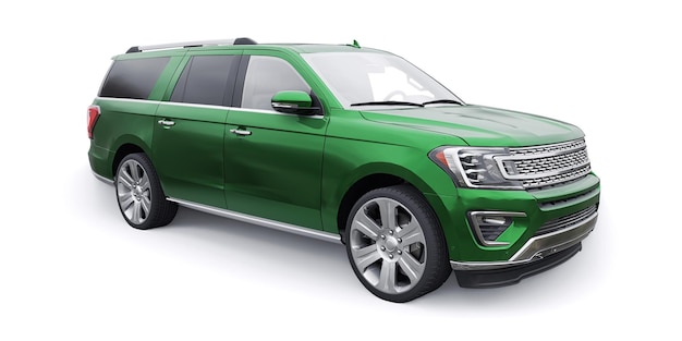 Premium Familie SUV geïsoleerd op een witte achtergrond 3D-rendering