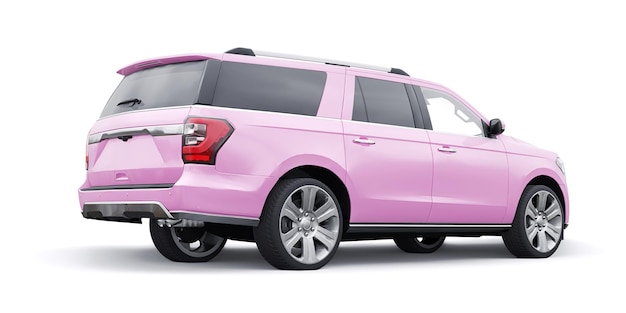Premium Familie SUV geïsoleerd op een witte achtergrond 3D-rendering