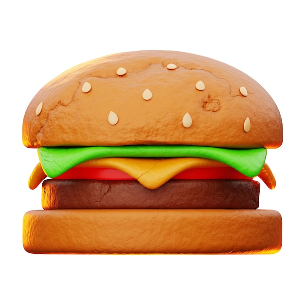 premium fast food hamburger icon 3d rendering on isolated background