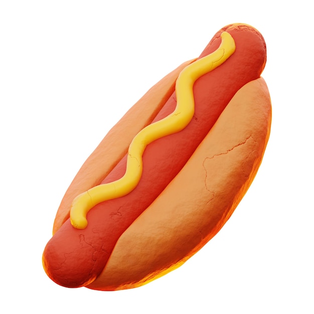 premium fast food hot dog icon 3d rendering on isolated background