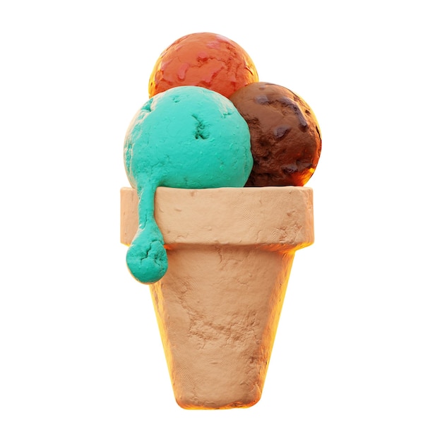 premium fast food ice cream icon 3d rendering on isolated background