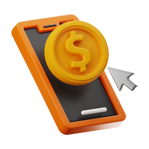 Premium financiën dollar munt telefoonpictogram 3D-rendering op geïsoleerde achtergrond