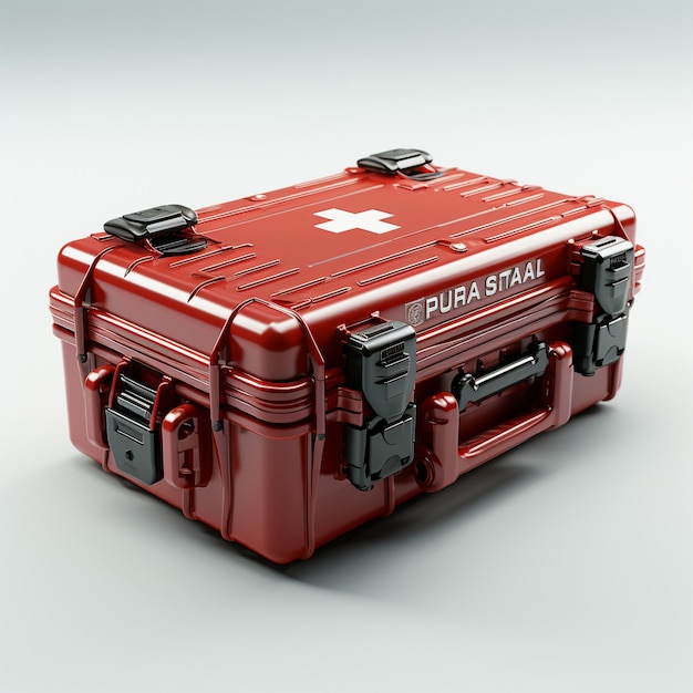 Photo premium first aid box in mesmerizing isolation