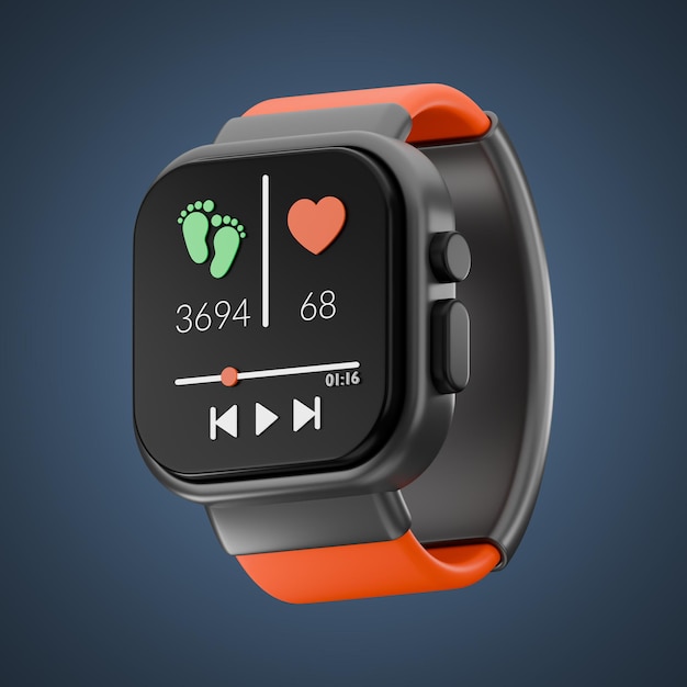 Premium fitness sport watch icon 3d rendering on isolated background
