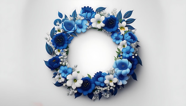 Premium Floral Wreath Wedding Invitation Template Modern Elegant blue Flowers