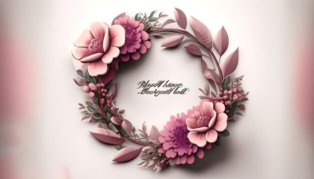 Premium Floral Wreath Wedding Invitation Template Modern Elegant magenta Flowers