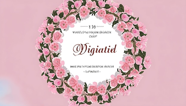 Premium Floral Wreath Wedding Invitation Template Modern Elegant pink Flowers