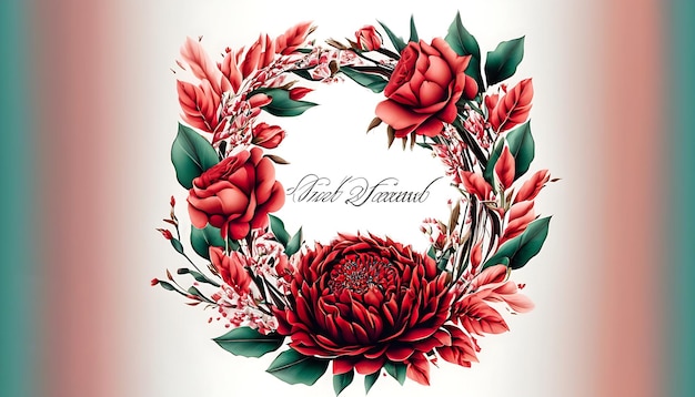 Premium Floral Wreath Wedding Invitation Template Modern Elegant red Flowers