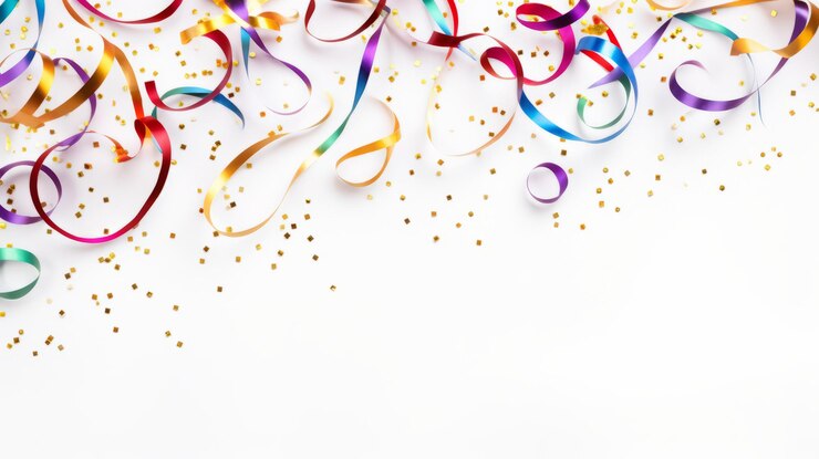 Foto premium foto van feestdecoratie top border serpentine confetti vakantie achtergrond