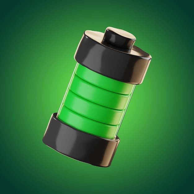Premium Game full battery icon 3d rendering on isolated background