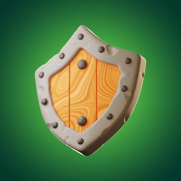 Premium game shield icon 3d rendering on isolated\
background