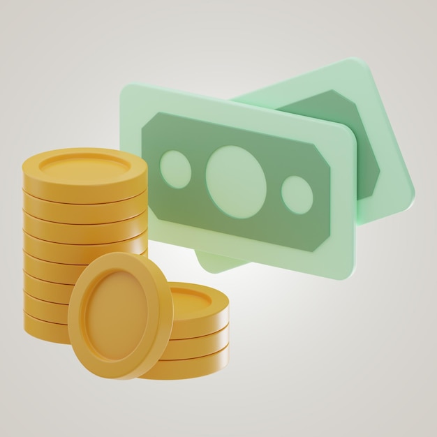 Premium geld en munt Financiën Icon 3d Render