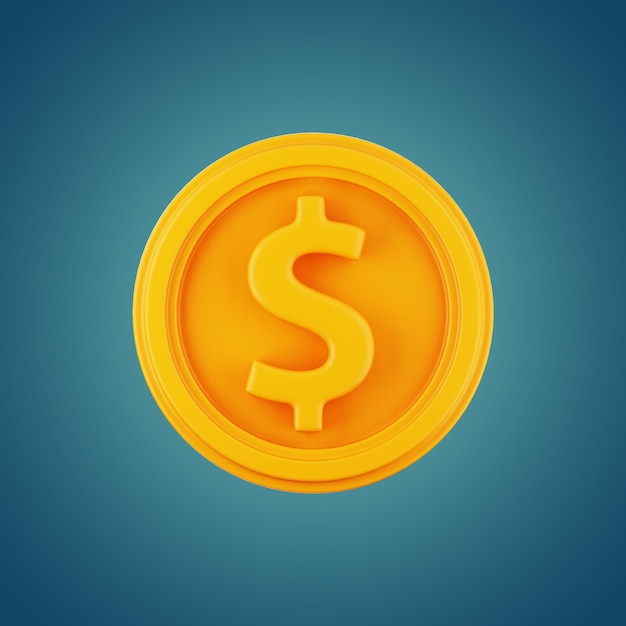 Premium Gold Dollar Coin Finance icoon 3D-weergave op een geïsoleerde achtergrond