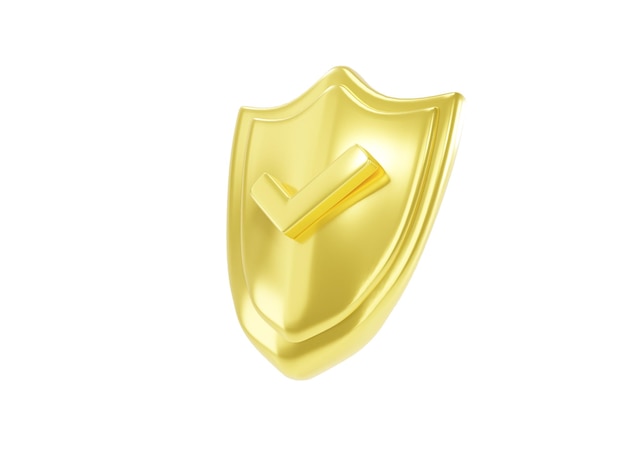 Premium gold security protection icon. 3d illustration