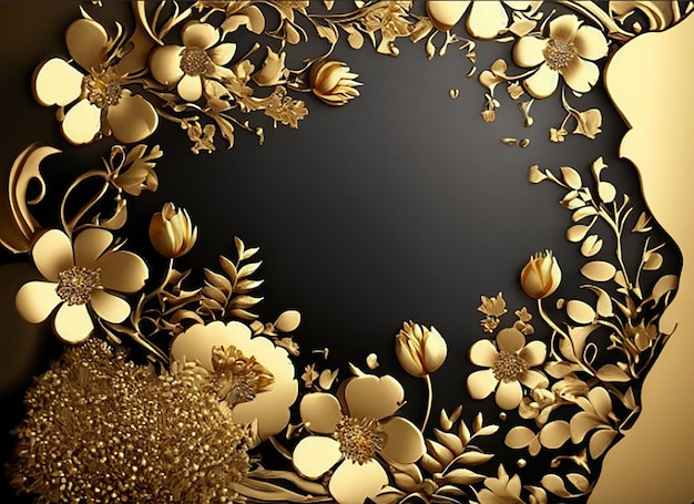 Photo premium golden flowers background with text space