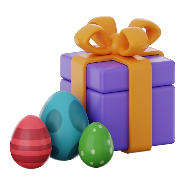 Premium Happy Easter egg gift box Icon 3D-rendering op geïsoleerde achtergrond