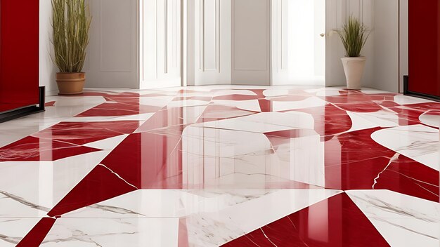 8K規制に準拠した独自の赤いパターンのプレミアム大理石タイルと床デザイン