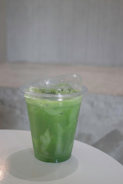 Premium matcha green tea cup drink