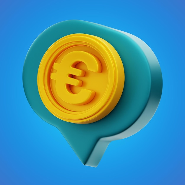 premium message euro money finance icon 3d rendering on isolated background