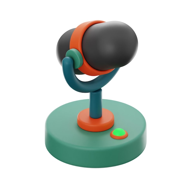 Премиум значок издателя микрофона 3D-рендеринг на изолированном фоне