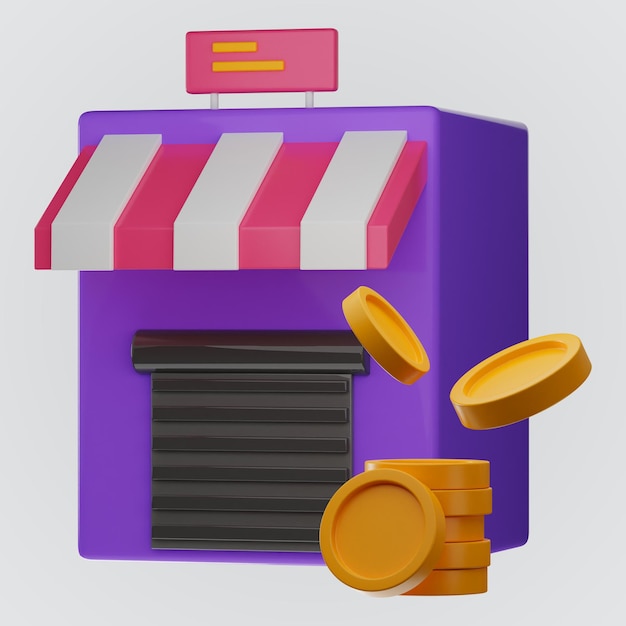 Premium Money and Shopping Finance Icon 3d Render