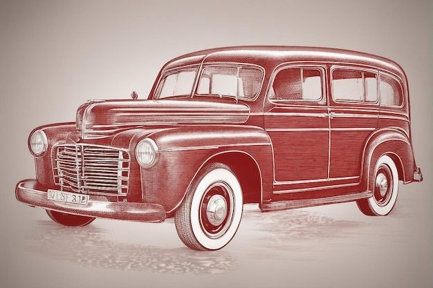 Premium old vintage red retro car