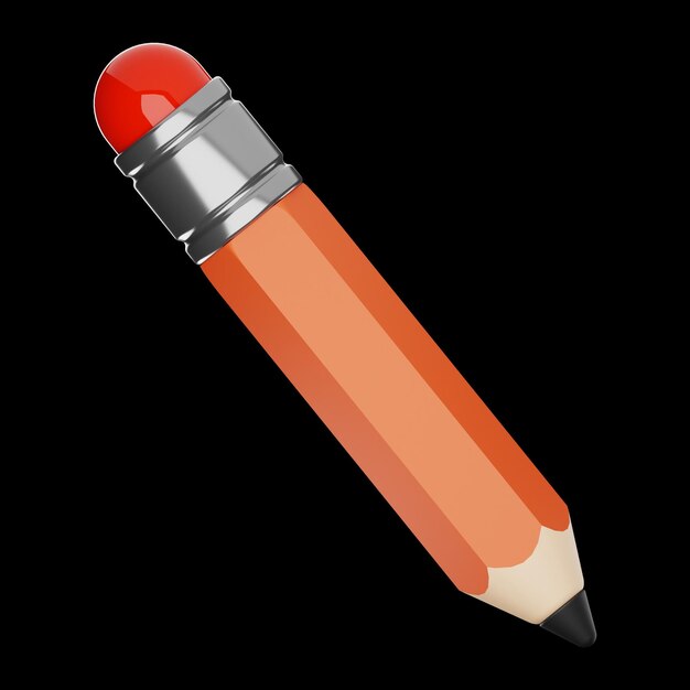 Premium onderwijs potloodpictogram 3D-rendering op geïsoleerde achtergrond