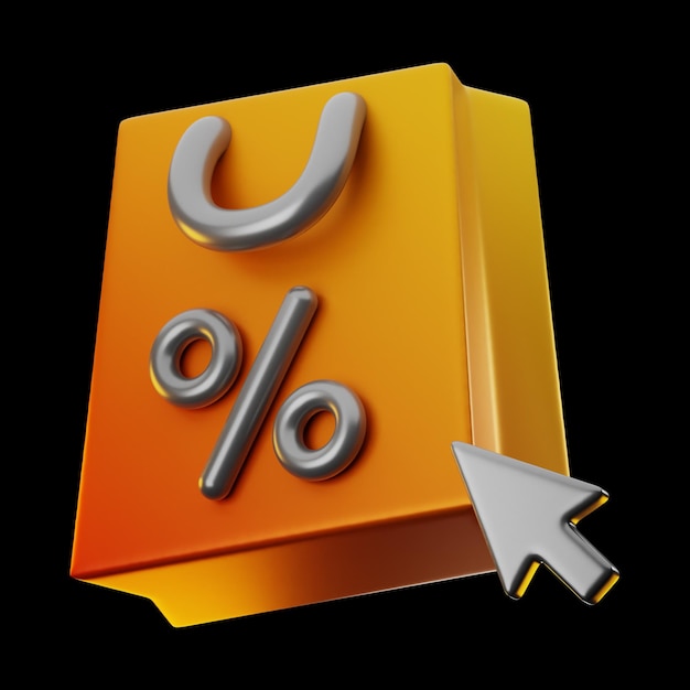 premium online shopping discount bag icon 3d rendering on isolated background