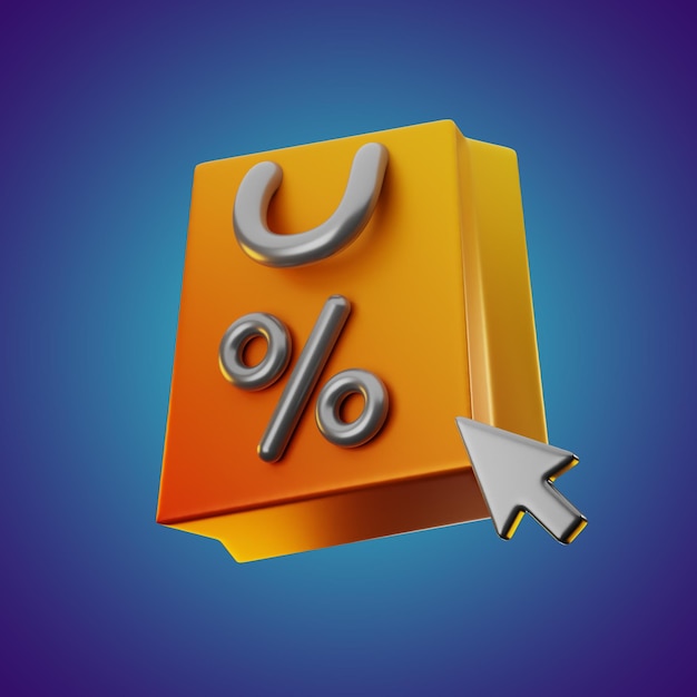 premium online shopping discount bag icon 3d rendering on isolated background