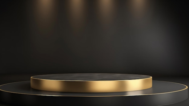 Premium pedestal Black round pedestal on luxury minimal in Studio