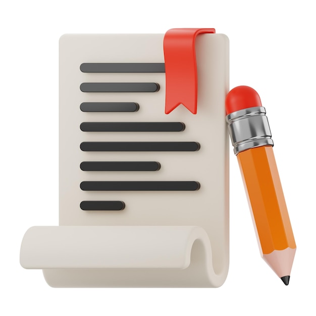 Premium Pencil writing note icon 3d rendering on isolated background PNG