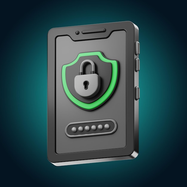 Premium phone Security lock screen icon 3d rendering on isolated background